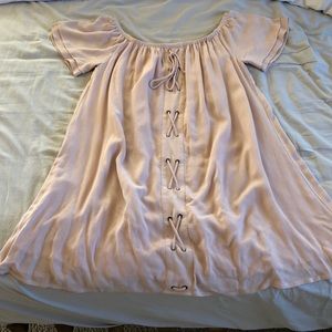 Pink Dress with Elastic band Shoulders